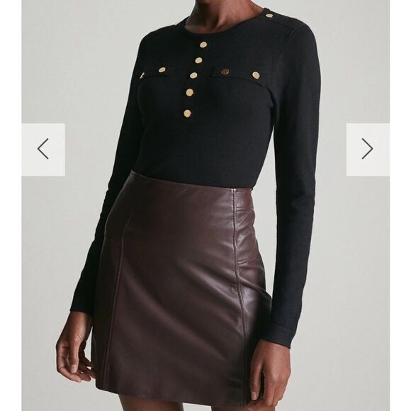 Karen Millen Sweaters - Karen Millen Military Button Crewneck Sweater Black Size S NWOT